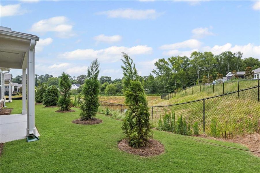 Front exterior of a new home in Laurel Farms, Dallas, GA, highlighting curb appeal (Image 34). Front exterior of a new home in Laurel Farms, Dallas, GA, highlighting curb appeal (Image 34).
