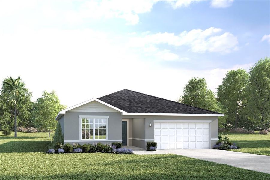 Front exterior of a new home in Hammock Oaks, Lady Lake, FL, highlighting curb appeal (Image 1). Front exterior of a new home in Hammock Oaks, Lady Lake, FL, highlighting curb appeal (Image 1).