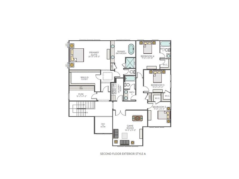 2D floor plan layout for the Harrington by Tri Pointe Homes in Castleberry Reserve, Apex, NC (Image 4).