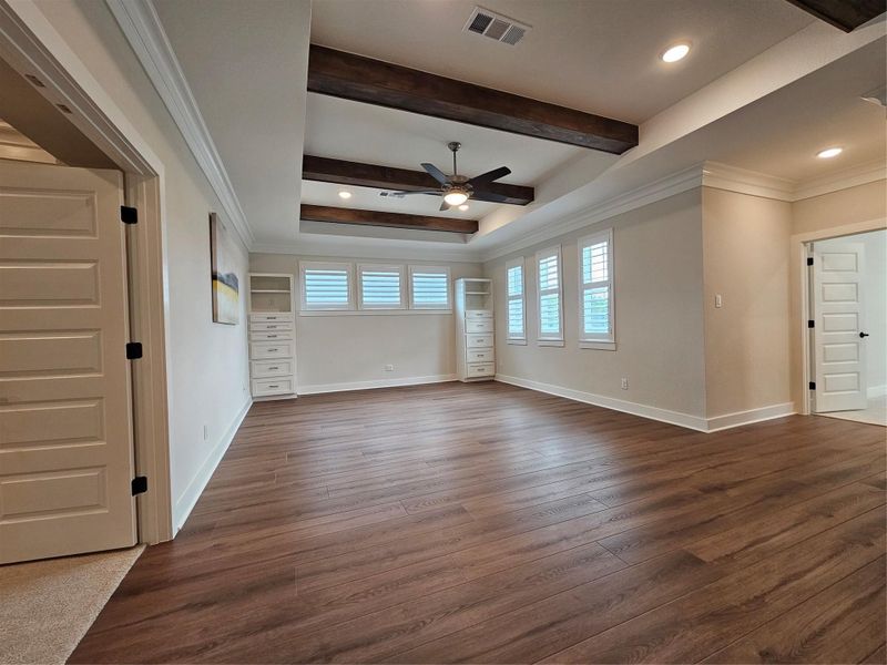 Experience the spacious second floor, featuring a dedicated media room just behind the door on the left. Experience the spacious second floor, featuring a dedicated media room just behind the door on the left.