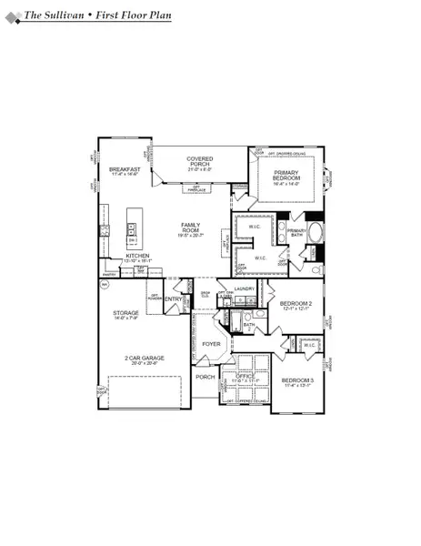 2D floor plan layout for the Sullivan by Eastwood Homes in Chasewood, Charlotte, NC (Image 3).