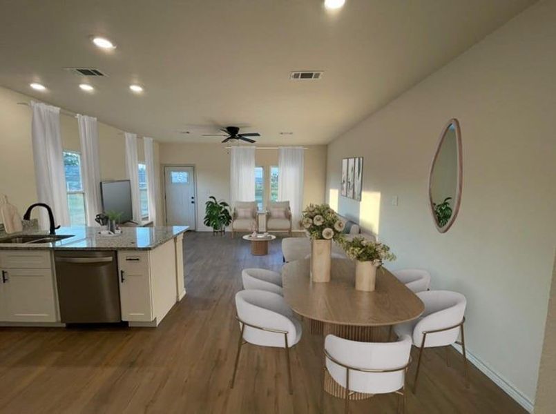 7101 Weyburn:    Discover the promise of a bright future in this stunning two-story home, perfectly positioned to bask in sunlight from the south. Located in the thriving community of Trinity Gardens and Settegast, this under-construction residence boasts a striking white exterior with sophisticated dark blue-green accents. Enveloped by a newly built wooden fence, this property offers both charm and privacy, making it an ideal opportunity for those seeking a vibrant and welcoming place to call home.