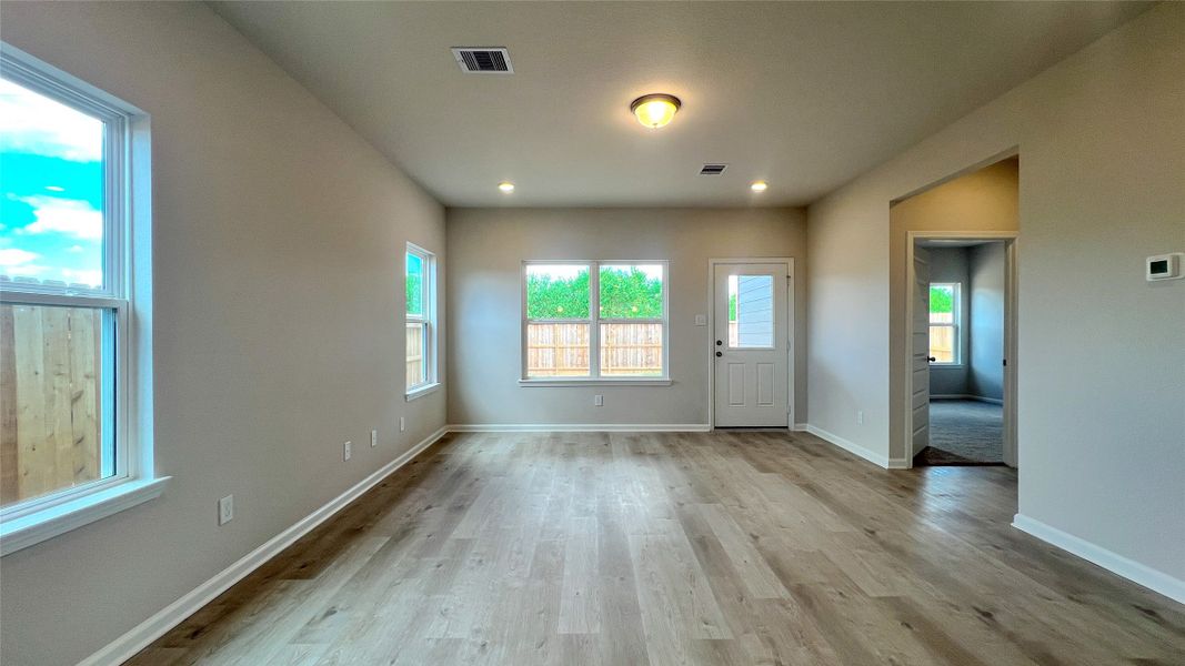 The Sparrow II- Family Room. Sample floor plan image for illustration; upgrades, options, and colors may vary.