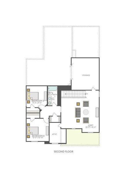 2D floor plan layout of this home in Homestead at Old Settlers Park, Round Rock, TX (Image 5).