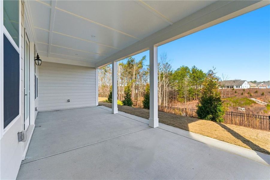 Exterior details and patio area of a home in Cresswind Georgia at Twin Lakes, Hoschton (Image 3).