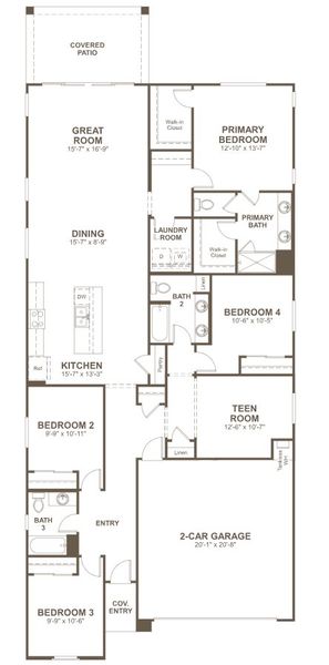 2D floor plan layout for the Sapphire by Richmond American Homes in Entrada del Toro, Sahuarita, AZ (Image 3). 2D floor plan layout for the Sapphire by Richmond American Homes in Entrada del Toro, Sahuarita, AZ (Image 3).