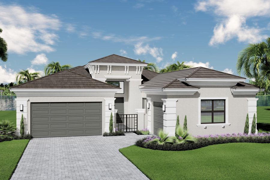 Representative exterior photo of a completed home built from the Caroline Grande by GL Homes in Valencia Grand (55+), Boynton Beach, FL (Image 21).