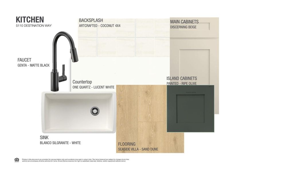 Visualize your future kitchen with a stylish matte black faucet, pristine white sink, and contrasting cabinet finishes.
