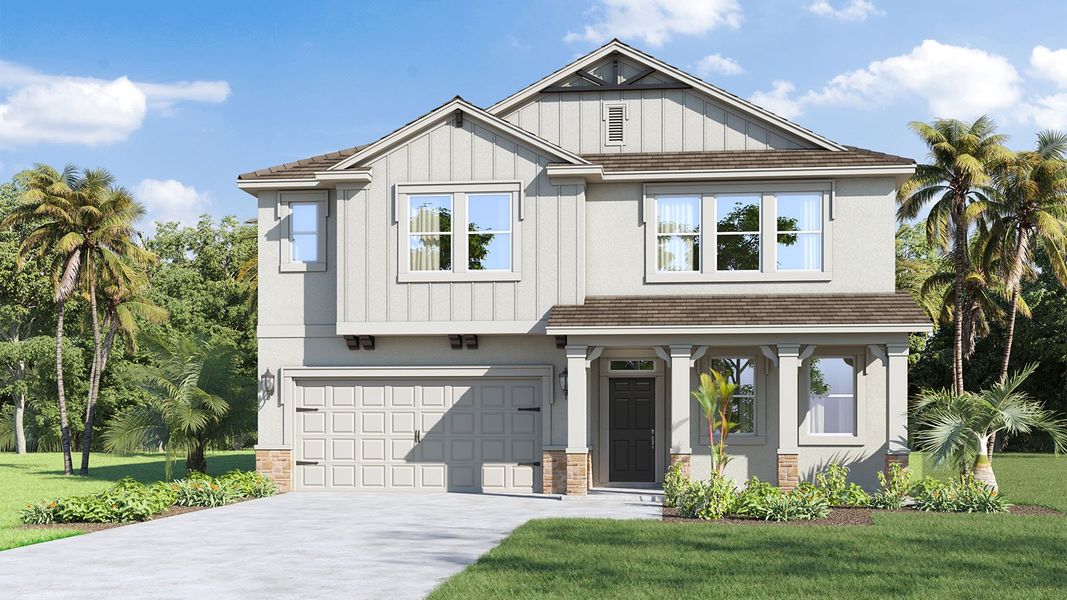Representative exterior photo of a completed home built from the SUMMERLIN by D.R. Horton in Summerlin at Hawthorne Ranch, Lakeland, FL (Image 5).