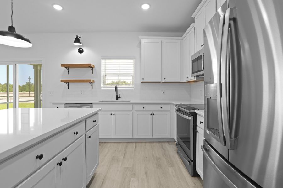 Kitchen with floating shelves