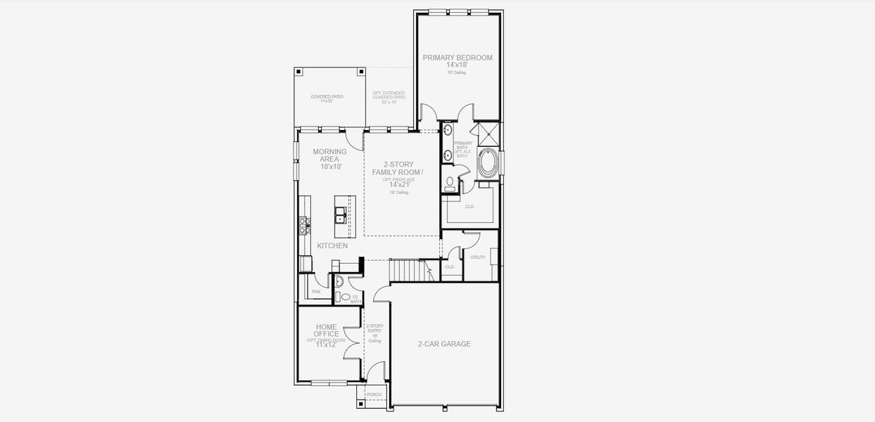 2D floor plan layout for the 2442W by Perry Homes in Briggs Ranch 45', San Antonio, TX (Image 4).