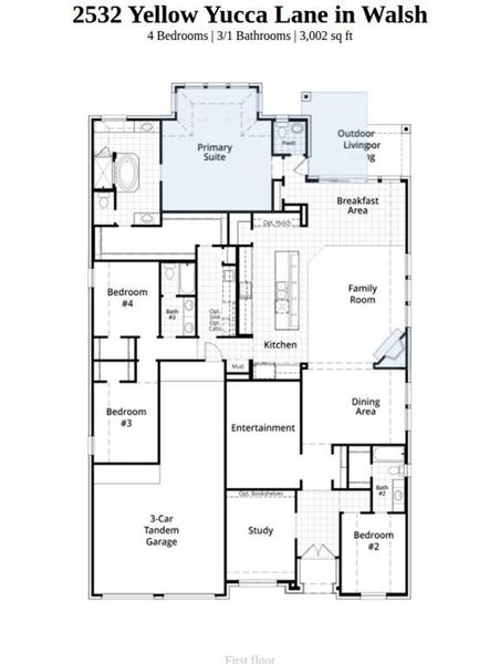 2D floor plan layout of this home in Walsh, Aledo, TX (Image 2).