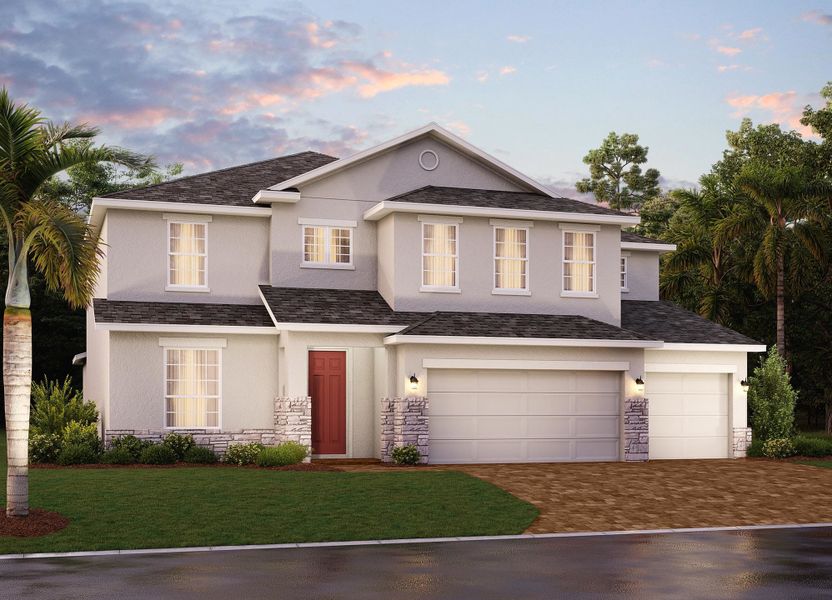 Elevation 3 with Optional Stone | Exbury Executive | New Homes in Florida | Landsea Homes