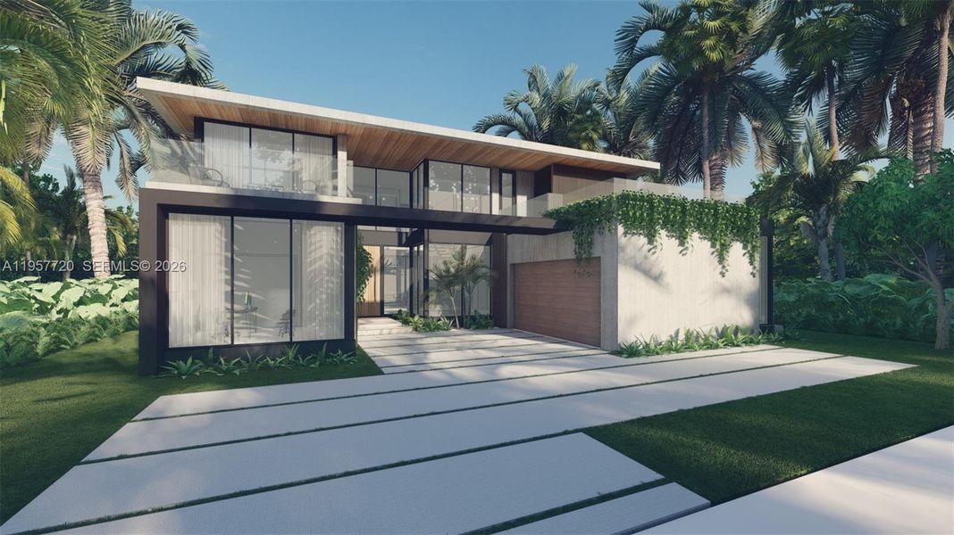 Front exterior of a new home in , Miami Beach, FL, highlighting curb appeal (Image 2). Front exterior of a new home in , Miami Beach, FL, highlighting curb appeal (Image 2).