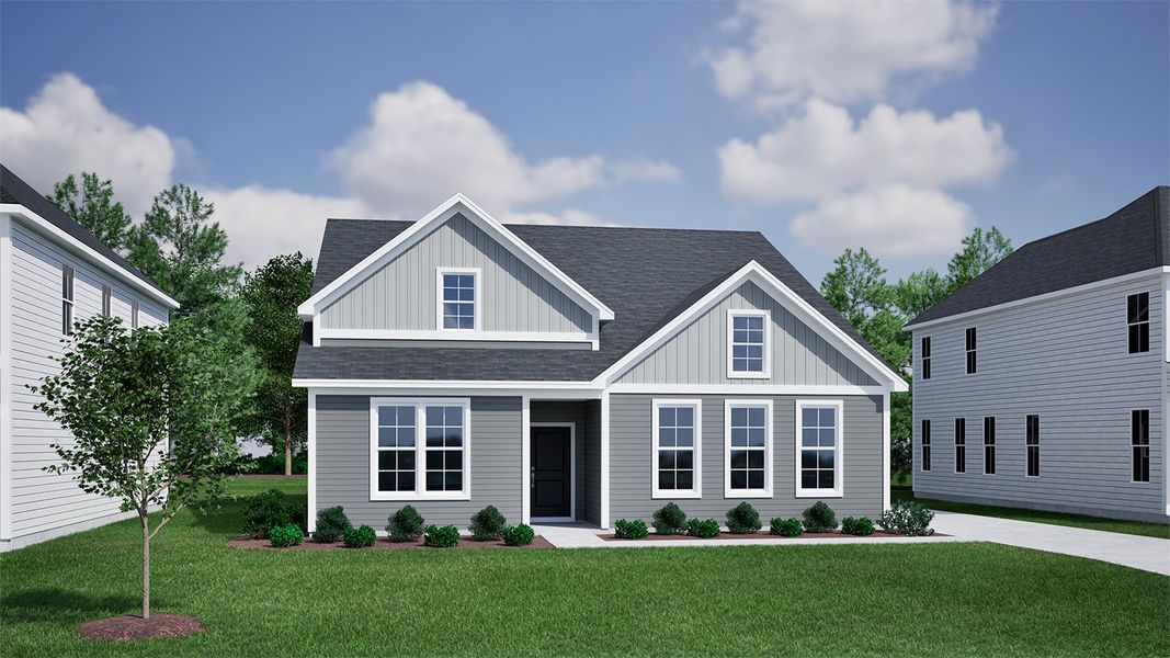 Representative exterior photo of a completed home built from the Goodwin - Vanguard Collection by Mungo Homes in Ovation at Sweetbrier, Durham, NC (Image 5).