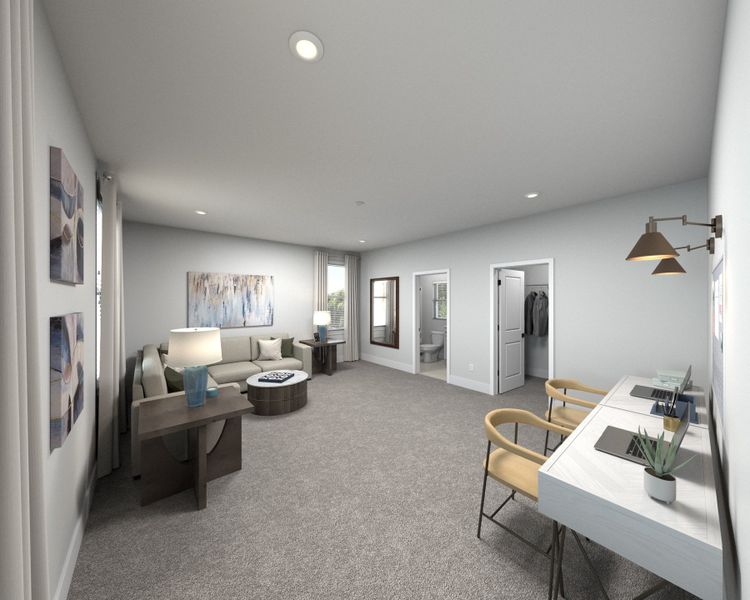 The bonus room offers a place for the kids to work on homework.