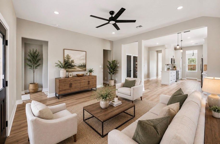 Virtually staged living space.