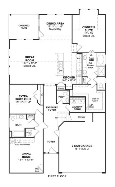 2D floor plan layout for the Savannah by K. Hovnanian® Homes in Oakwood Estates, Waller, TX (Image 4). 2D floor plan layout for the Savannah by K. Hovnanian® Homes in Oakwood Estates, Waller, TX (Image 4).