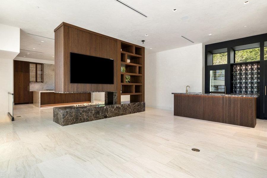 Living area with recessed lighting