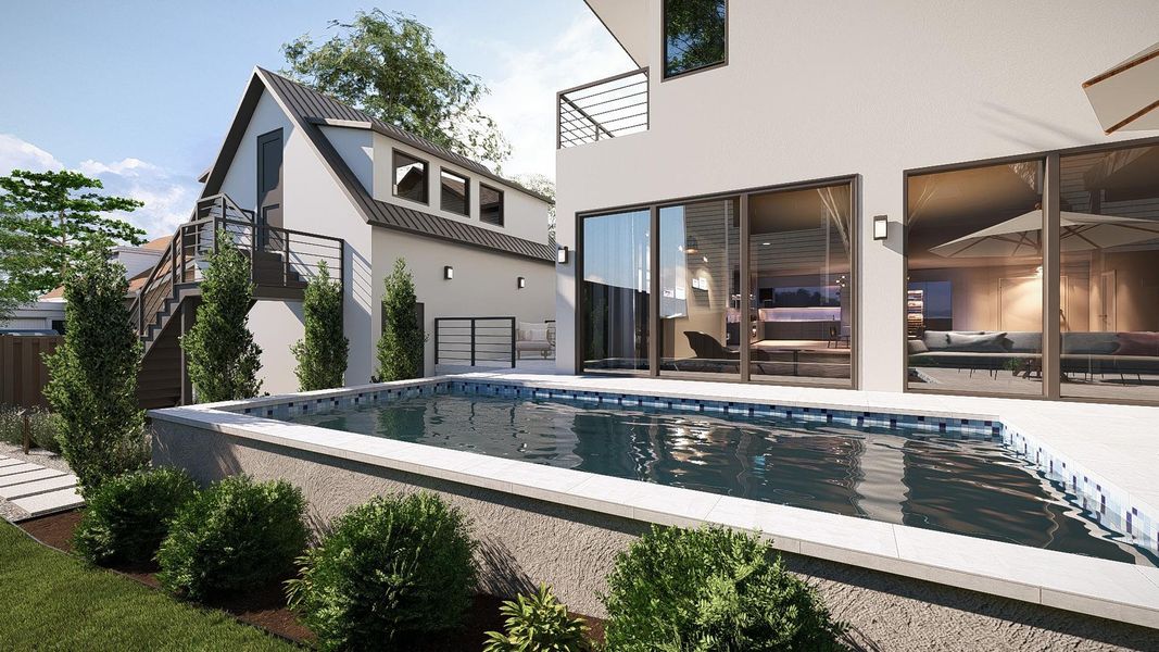 Rear view of property featuring stucco siding, a balcony, and a patio area Rear view of property featuring stucco siding, a balcony, and a patio area