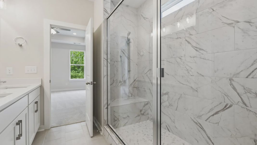 Primary Bathroom with glass shower