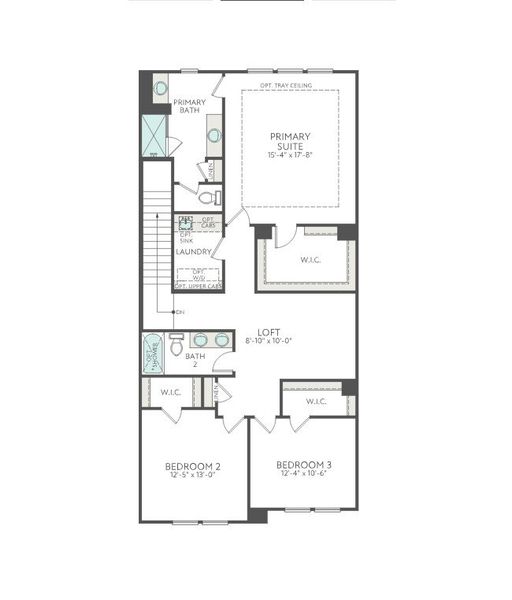 2D floor plan layout for the Knight by Tri Pointe Homes in Southbridge, Fort Mill, SC (Image 6).