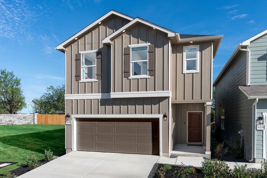 Representative exterior photo of a completed home built from the 2328 Modeled by KB Home in Nagel Crossing, San Antonio, TX (Image 14).