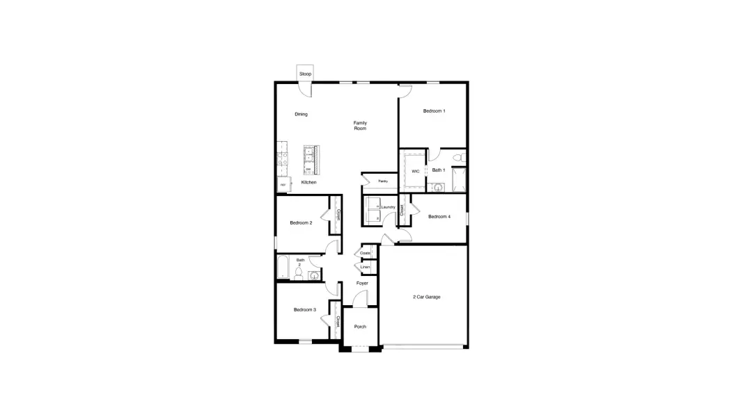 2D floor plan layout for the Austin by D.R. Horton in Somerset, Hillsboro, TX (Image 5).
