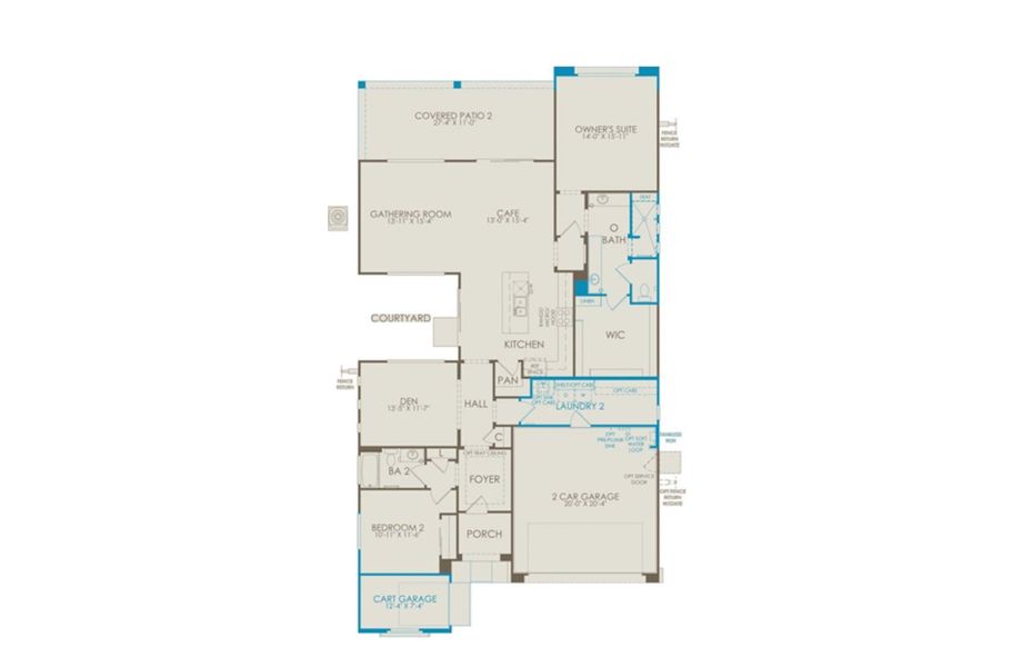 2D floor plan layout of this home in Del Webb at Rocking K, Tucson, AZ (Image 3).