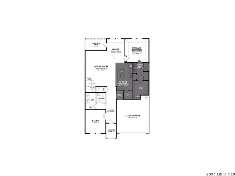 2D floor plan layout of this home in Saddle Creek Ranch, Cibolo, TX (Image 2).