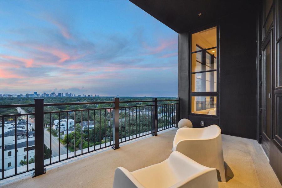 The balcony offers unobstructed views that stretch for miles. The balcony offers unobstructed views that stretch for miles.