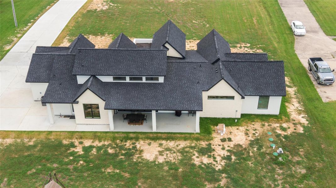 Aerial view from the back of the home