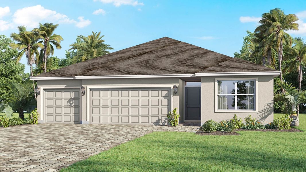 Representative exterior photo of a completed home built from the Madison by D.R. Horton in Cypress Bay West, Palm Bay, FL (Image 2). Representative exterior photo of a completed home built from the Madison by D.R. Horton in Cypress Bay West, Palm Bay, FL (Image 2).