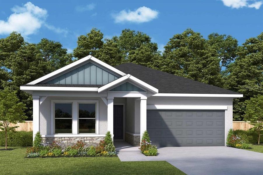 Front exterior of a new home in Waterset Tradition Series, Apollo Beach, FL, highlighting curb appeal (Image 1). Front exterior of a new home in Waterset Tradition Series, Apollo Beach, FL, highlighting curb appeal (Image 1).