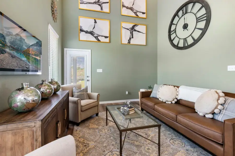 Furnished interior view inside a new home in Heartland at Creek Meadows, College Station (Image 26). Furnished interior view inside a new home in Heartland at Creek Meadows, College Station (Image 26).