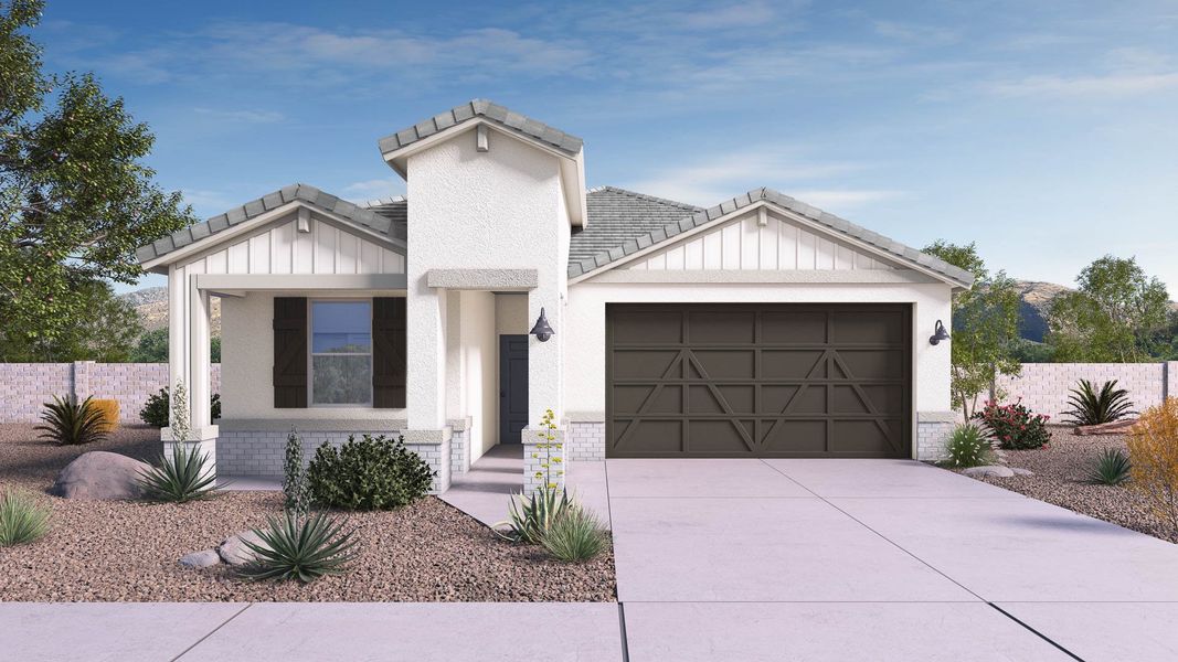 Representative exterior photo of a completed home built from the Blackbird by D.R. Horton in The Ridge at Stone Butte, Phoenix, AZ (Image 2).