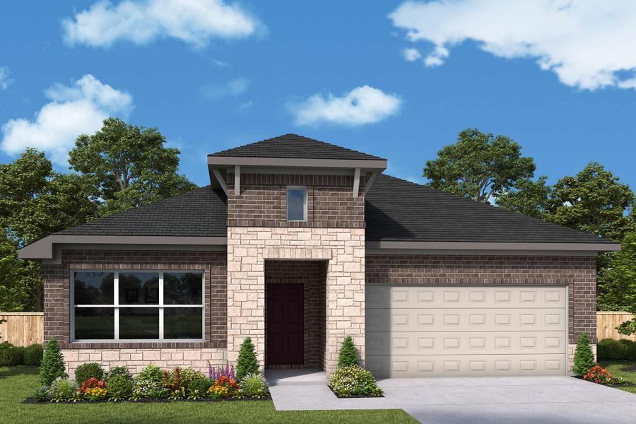 Representative exterior photo of a completed home built from the The Cherry Blossom by David Weekley Homes in Creekshaw – Classic, Royse City, TX (Image 2). Representative exterior photo of a completed home built from the The Cherry Blossom by David Weekley Homes in Creekshaw – Classic, Royse City, TX (Image 2).