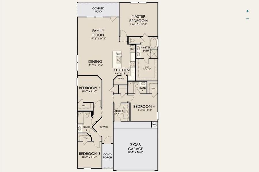 2D floor plan layout of this home in Westland Ranch, League City, TX (Image 4).