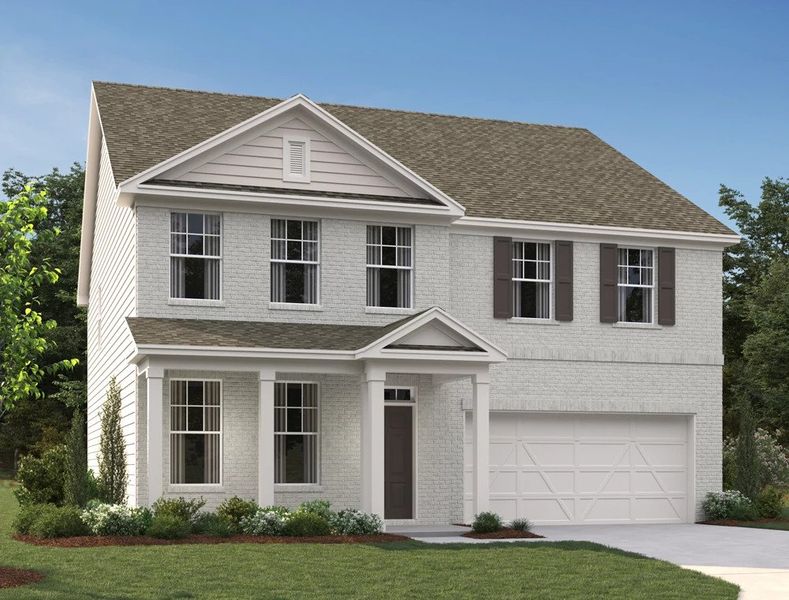 Representative exterior photo of a completed home built from the Hampstead by Ashton Woods in Creekside, Dawsonville, GA (Image 6).