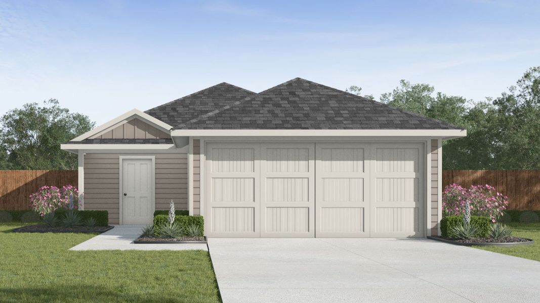 Representative exterior photo of a completed home built from the Estero by D.R. Horton in Presswoods, Splendora, TX (Image 1). Representative exterior photo of a completed home built from the Estero by D.R. Horton in Presswoods, Splendora, TX (Image 1).