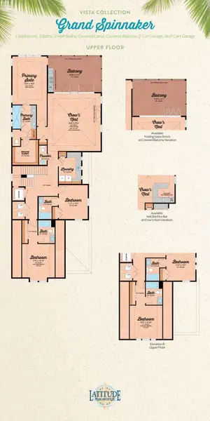 2D floor plan layout for the Grand Spinnaker by Minto Communities in Latitude Margaritaville Watersound, Panama City Beach, FL (Image 4).