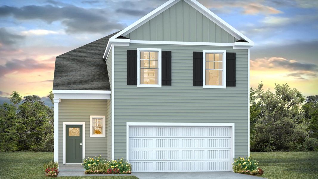 Representative exterior photo of a completed home built from the WREN by D.R. Horton in Vineyard Trail, Jacksonville, NC (Image 2).