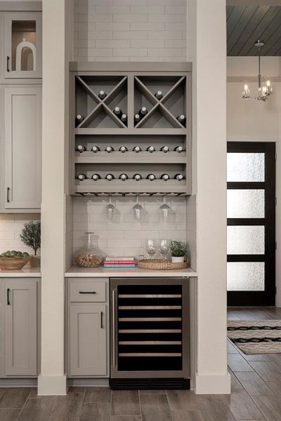 Built-in wine bar in kitchen