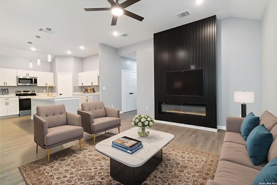 Furnished interior view inside a new home in , San Antonio (Image 10). Furnished interior view inside a new home in , San Antonio (Image 10).