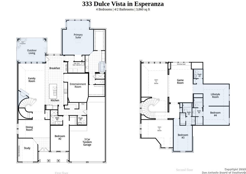 2D floor plan layout of this home in Esperanza, Boerne, TX (Image 3).