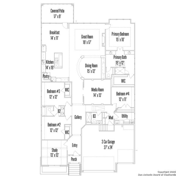 2D floor plan layout of this home in Esperanza - 70', Boerne, TX (Image 3).