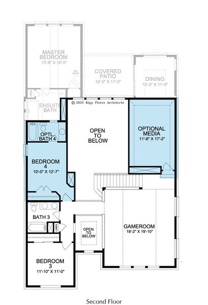 2D floor plan layout for the Alderidge by Landon Homes in Fields - East Village, Frisco, TX (Image 5). 2D floor plan layout for the Alderidge by Landon Homes in Fields - East Village, Frisco, TX (Image 5).