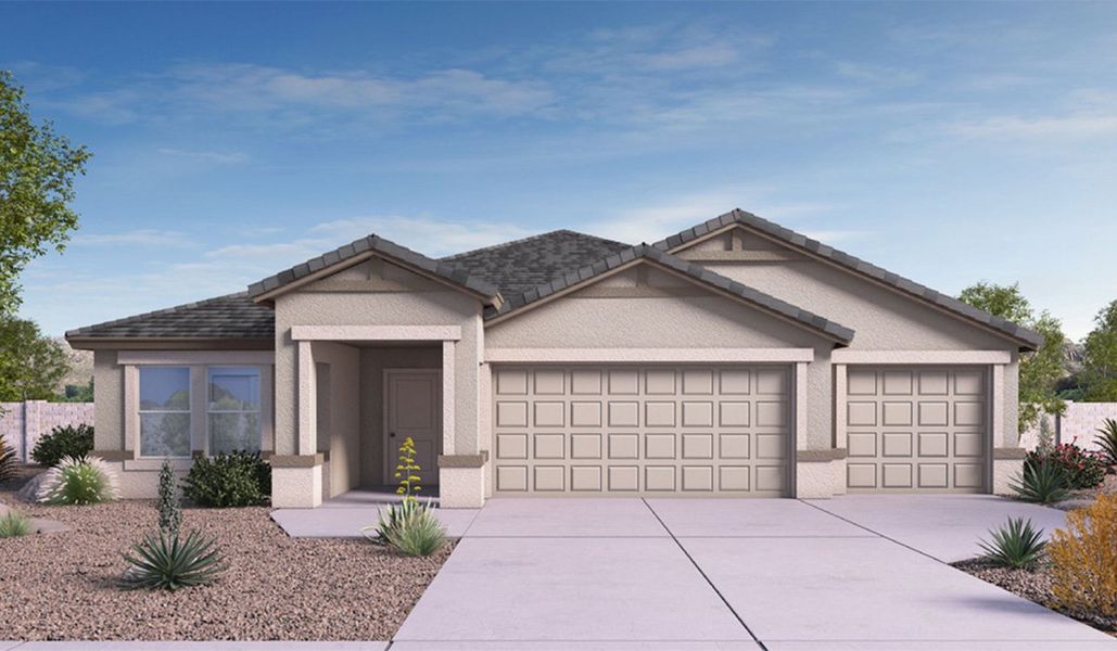 Representative exterior photo of a completed home built from the Eureka by D.R. Horton in Saguaro Bloom, Marana, AZ (Image 4).