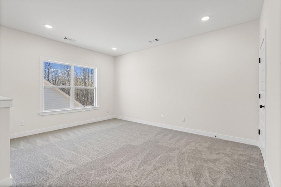 Spare room featuring light carpet and recessed lighting Spare room featuring light carpet and recessed lighting