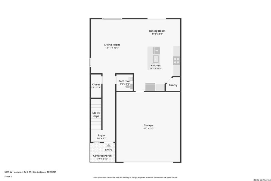 2D floor plan layout of this home in University Village, San Antonio, TX (Image 5).